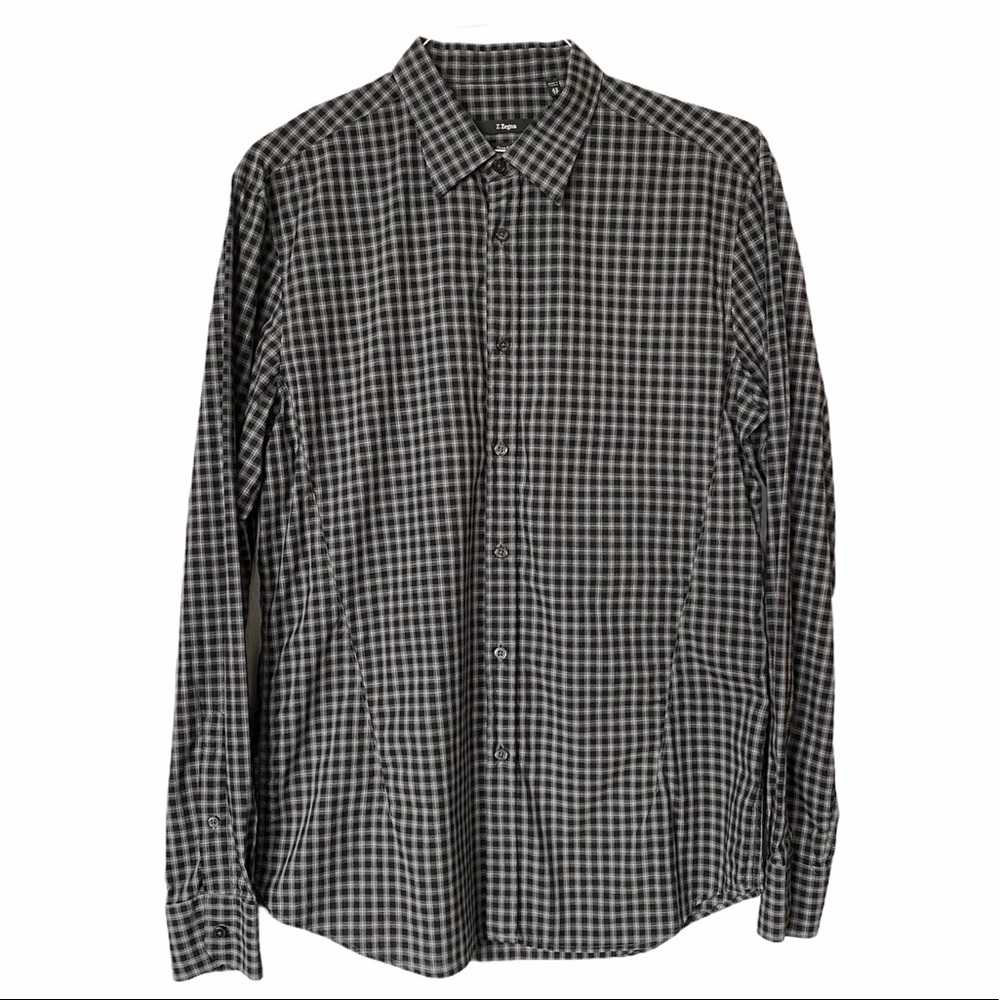 Z Zegna Plaid Button Down Shirt